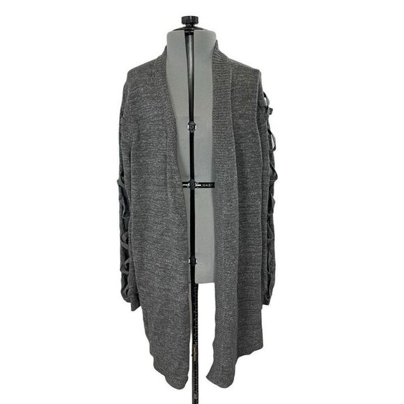 Torrid Gray Knit Open Front Cardigan Size 2X Lace Wool Blend - Picture 1 of 6